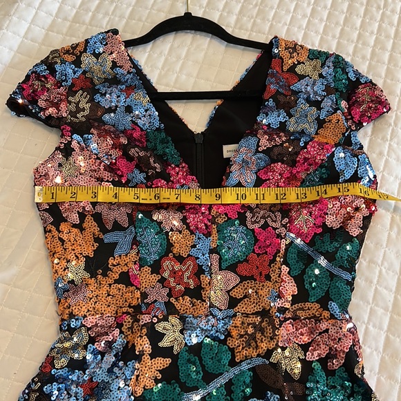 Dress The Population Sequin Mini Dress Floral Short Sleeve Small S New NWT V - Picture 13 of 15